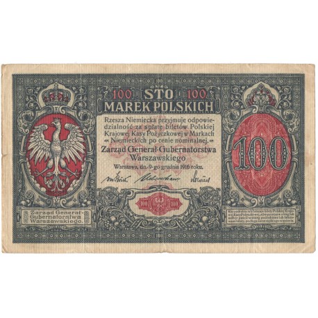100 marek polskich 1916, Generał, Seria A 3138038, stan 4+