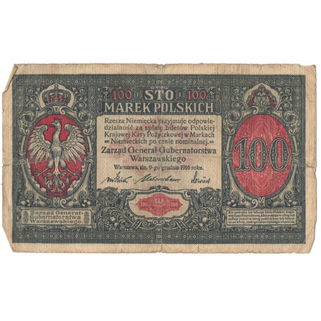 100 marek polskich 1916, Generał, Seria A 2760744, stan 5