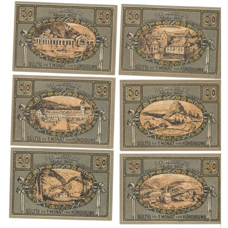 Banknoty zastępcze (notgeldy) Duszniki Zdrój (Bad Reinerz), 6 sztuk