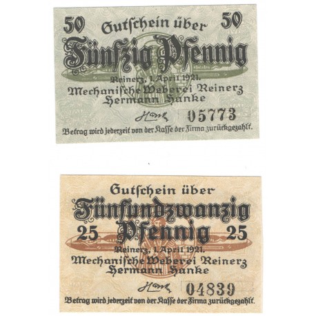 Banknoty zastępcze (notgeldy) Duszniki Zdrój (Bad Reinerz), 2 sztuki
