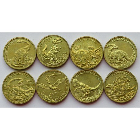 Numizmaty Diznozauria, Diznozaury - zestaw 8 sztuk Nordic Gold