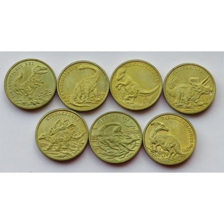 Numizmaty Diznozauria, Diznozaury - zestaw 7 sztuk Nordic Gold
