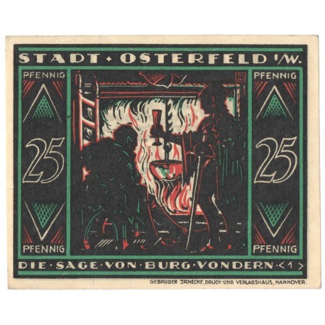 Banknot zastępczy (notgeld), 25 pfenigów, Osterfeld Niemcy, 1921 r.