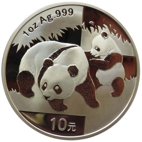 Chiny 10 YUANÓW 2008 Panda 1 uncja Ag 999