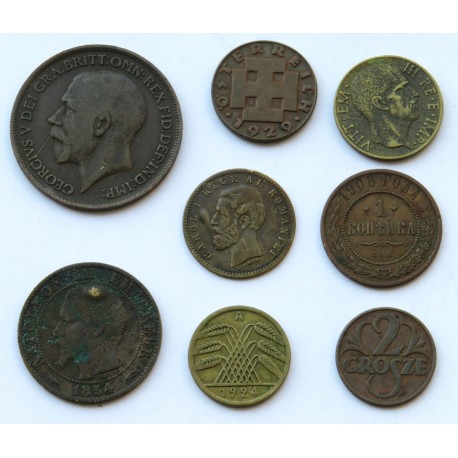 Zestaw monety świat, 1854-1941 r. - zestaw 8 sztuk
