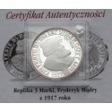 Replika, 3 marki, Fryderyk Mądry z 1913, srebro 999