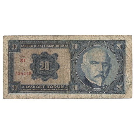 Czechosłowacja, 20 koron 1926, seria Xf, stan 4