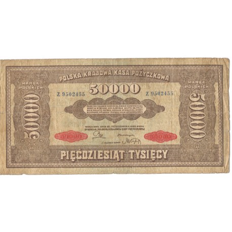 50.000 marek polskich, rok 1922, seria Z 9502455, stan 4