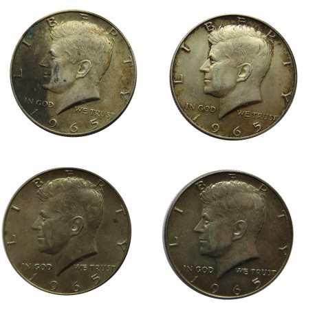 USA, 4 x 1/2 dolara half dollar Kennedy 1965, stan 1-