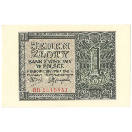 Banknot 1 złoty 1941, stan 1-, BD 3119851