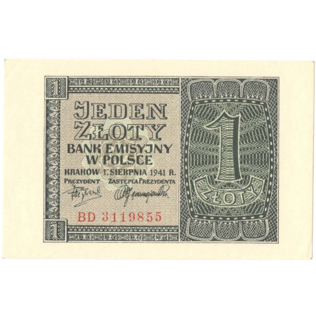 Banknot 1 złoty 1941, stan 1-, BD 3119855