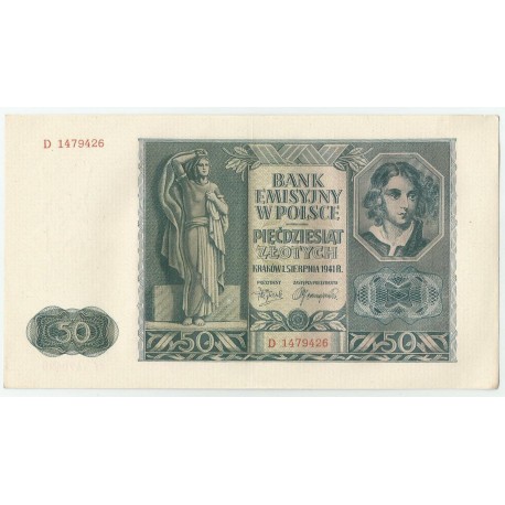 Banknot 50 złotych 1941 stan 2+, D 1479426