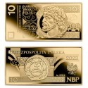 Polskie banknoty obiegowe 10 zł - złoto Au 999, 31,1g