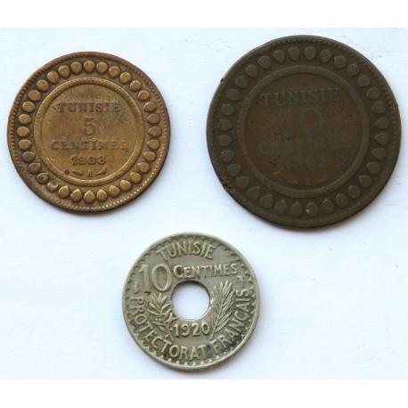 Tunezja, Zestaw monet 1882-1920 r.
