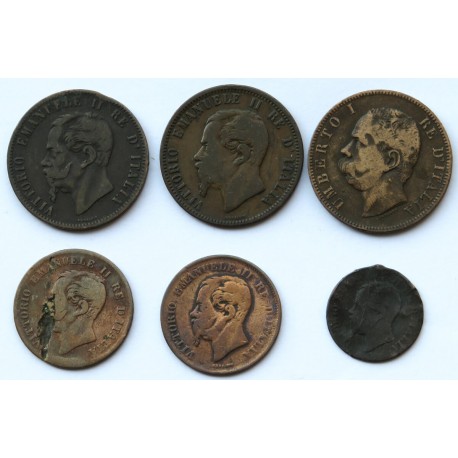 Włochy, zestaw 6 monet, 1861-1893 r.
