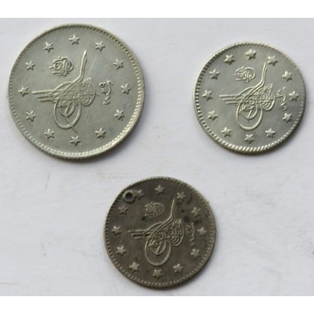 Imperium Osmańskie, 2 x 1 kurusz i 2 kurusza, 1293 (1876), srebro