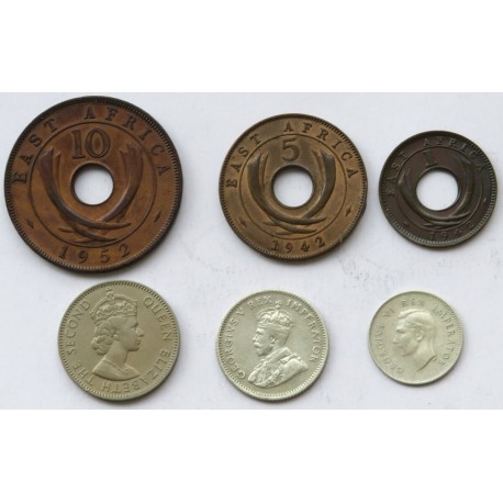 Afryka Brytyjska, monety z lat 1936-1952, również srebro