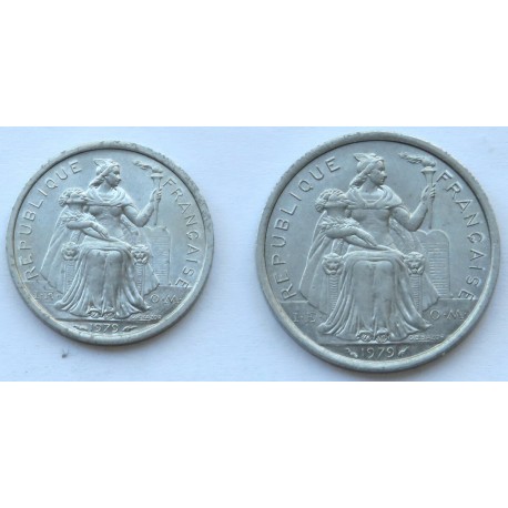 Polinezja Francuska, 1 i 2 franki, stan 1-, 1979 r.