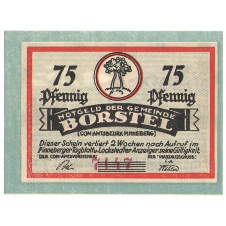 75 Pf banknot zastępczy Borstel