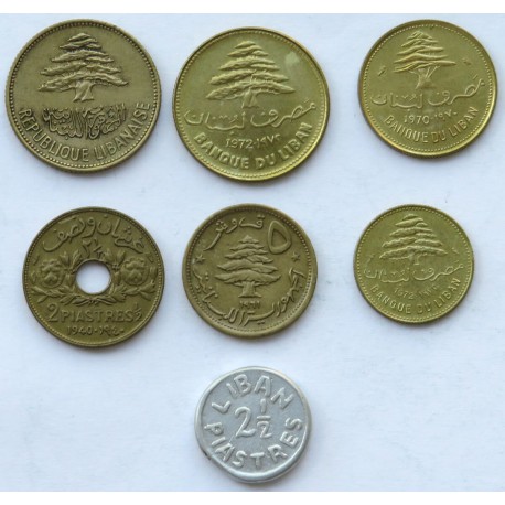 Liban, monety z lat 1940-1972, 9 sztuk, ładne stany