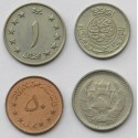 Afganistan, 4 monety z lat 1952-1973, stany 2+/3