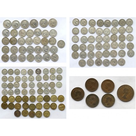 Wielka Brytania 1/2 korony, szylingi, pensy, zestaw 145 sztuk, 1948-1967