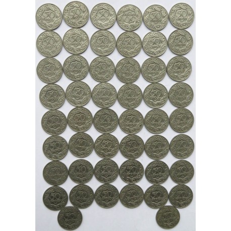 II RP, monety 50 groszy 1923, zestaw 50 sztuk