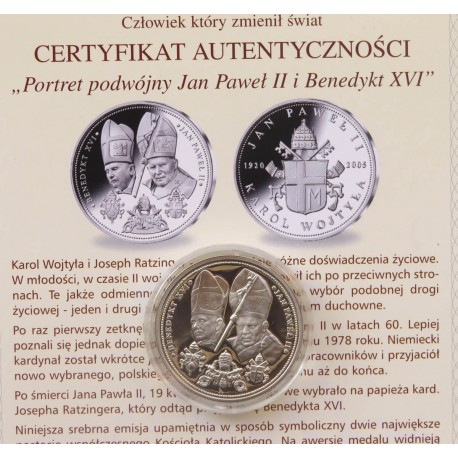 Polska, medal Jan Paweł II i Benedykt XVI, certyfikat