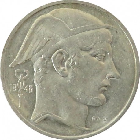 50 franków Belgia 1948, srebro, piękna