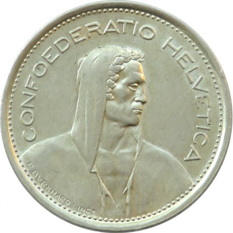 Szwajcaria 5 franków, 1969, stan 1-, piękna
