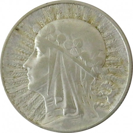 5 złotych głowa kobiety 1933, stan 3+