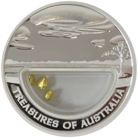 1$, Skarby Australii - Złoto, Ag 999 + złoto (samorodki)