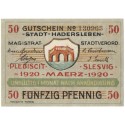 50 Pf banknot zastępczy Hadersleben 1920