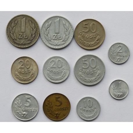 Zestaw 11 monet obiegowych z roku 1949, stany od 1 do 3
