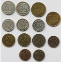 Zestaw 13 monet groszowych z lat 2008-2010 (od 1 do 20 groszy), stany 1 / 1-