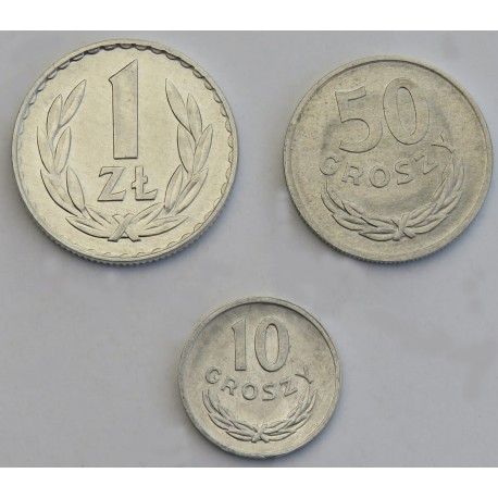 Lot: 10, 50 groszy, 1 złoty, 1974