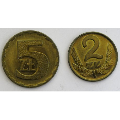 Lot: 2 złote, 5 złotych 1975