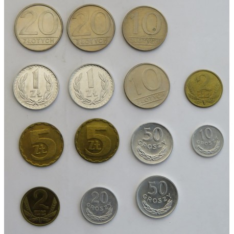 Lot: 14 monet obiegowych PRL z lat 1985-1986, mennicze