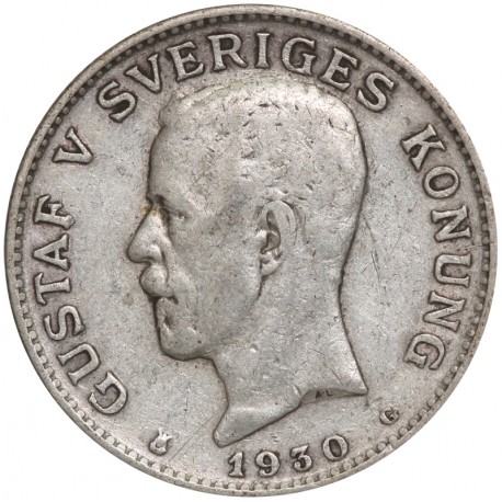 Szwecja 1 korona, srebro Ag800, 1930