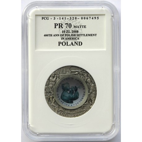 10 zł, 400 rocznica polskiego osadnictwa w Ameryce Północnej, PCG PR70
