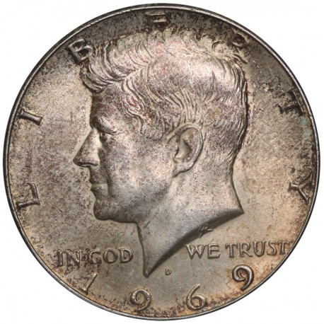 USA, 1/2 dolara Kennedy 1969 D, stan 1-