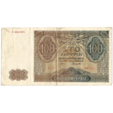Banknot 100 złotych 1941 stan 2-, Ser. D 4068778