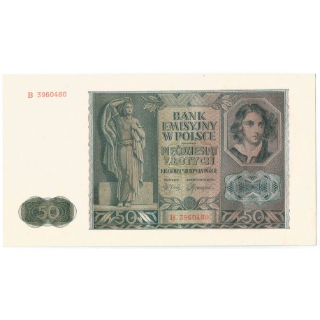 Banknot 50 złotych 1941 stan 1-/2+, seria B