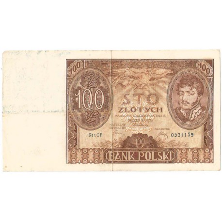 Banknot 100 zł 1932 rok, seria CP stan 3-