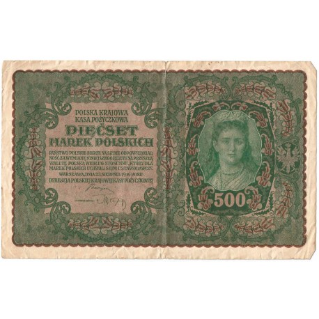 500 marek 1919 - II Serja AA - rzadka seria, 3-