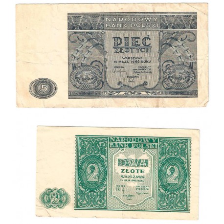Lot: 2 złote 1946, 5 złotych 1946, st. 3