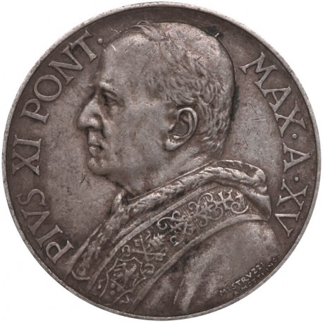 Watykan 10 lirów, Papież Pius XI, 1936, srebro