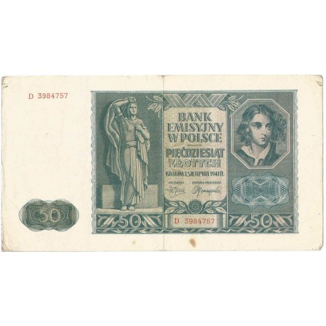 Banknot 50 złotych 1941 stan 3