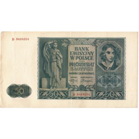 Banknot 100 złotych 1941 stan 3-, Ser. D