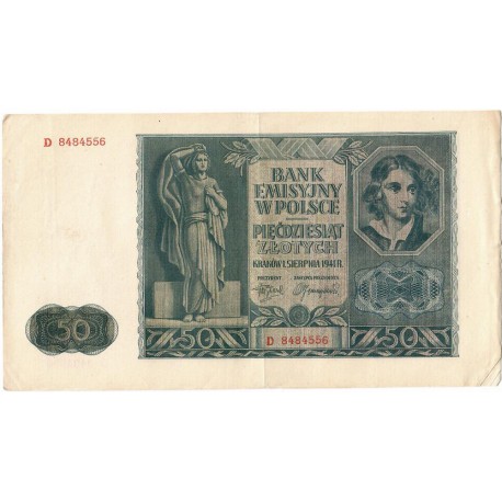 Banknot 100 złotych 1941 stan 3-, Ser. D